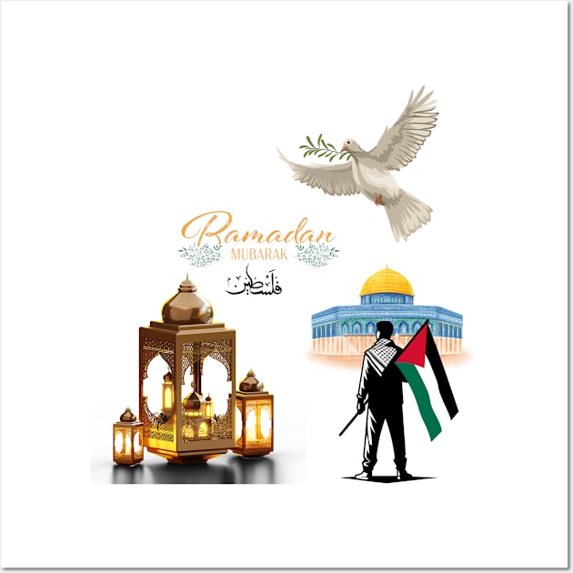 Ramadan Mubarak Palestine Wall Art by monia's designe